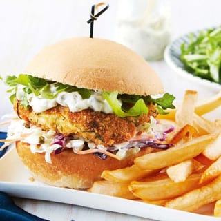 Fish Burger with fries